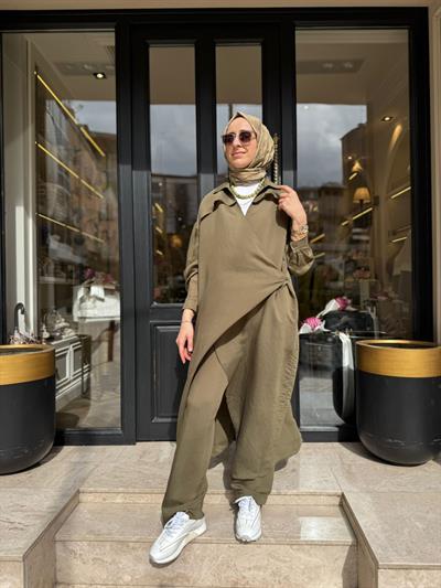 26SS604 Arsen Kadın Kimono Haki Yeşil