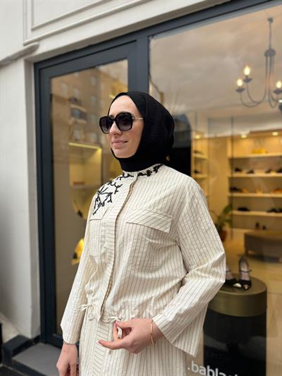 26SSCEK0016 Lita Kadın Ceket Siyah Çizgili