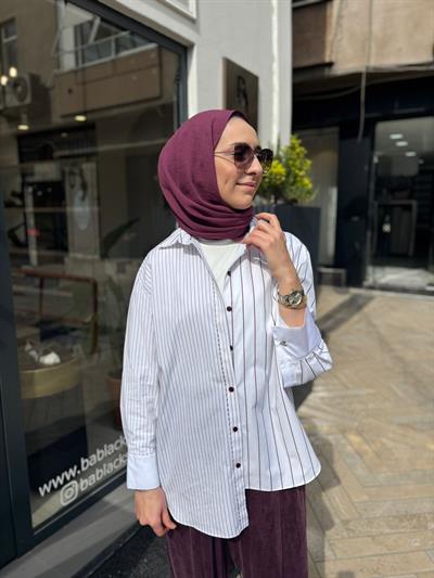 26SSGOM0001 Elsi Kadın Gömlek ÇİZGİLİ