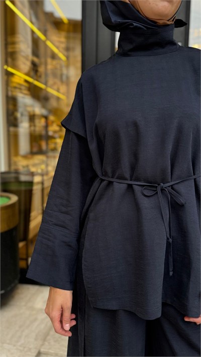 27FW208 Bağcık Detay Kadın Takım Indigo
