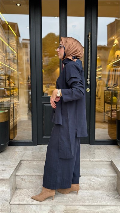 27FW208 Bağcık Detay Kadın Takım Indigo