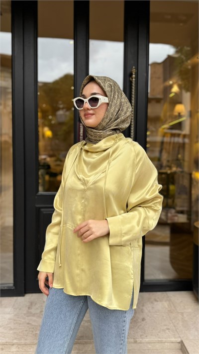 27FW227 Dikiş Detay Kadın Bluz Sarı