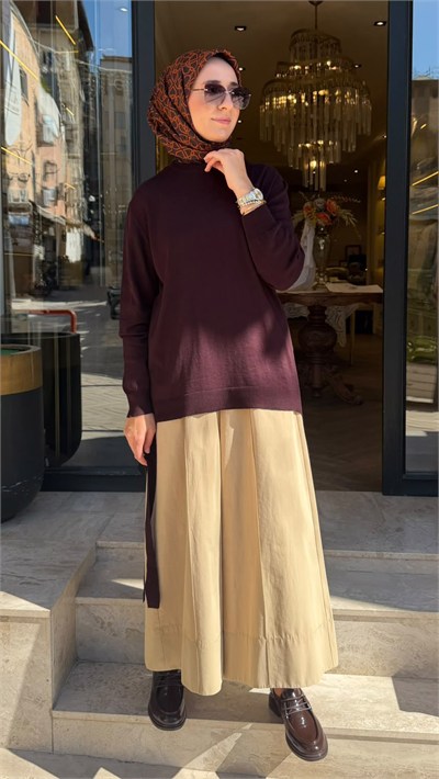 27FW234 Yandan Bağlamalı Kadın Triko BİTTER