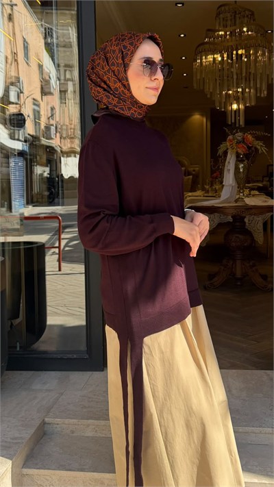27FW234 Yandan Bağlamalı Kadın Triko BİTTER