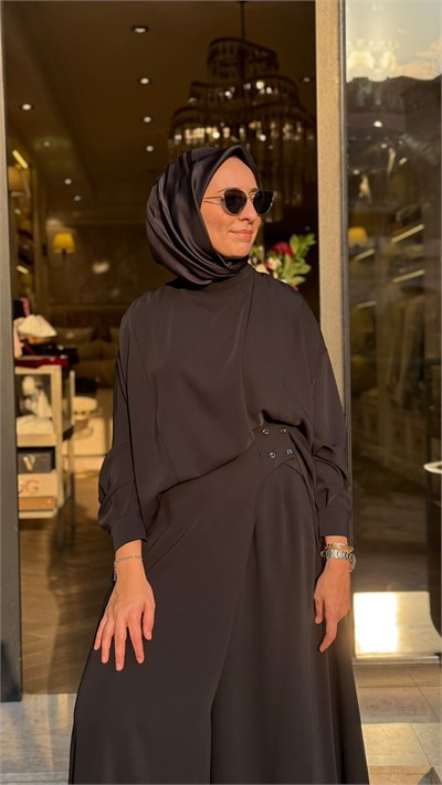 27FW244 Düğmeli Kadın Bluz Siyah