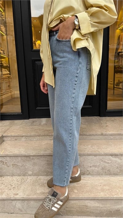 27FW332 Crop Jean Kadın Pantolon Mavi