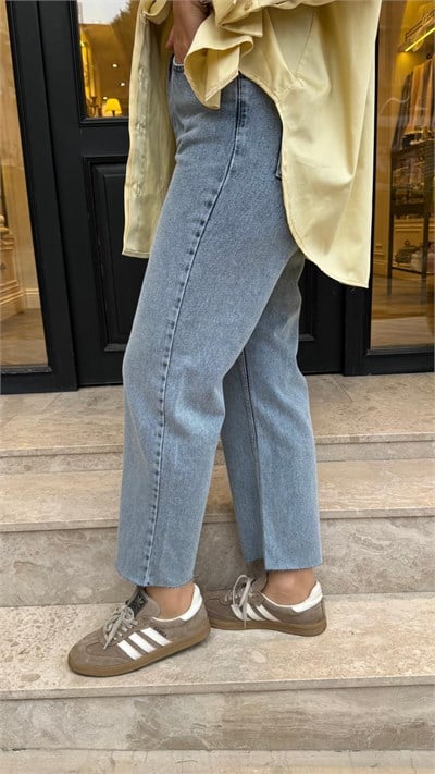 27FW332 Crop Jean Kadın Pantolon Mavi