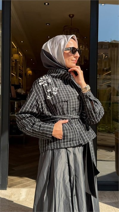 27FWCEK0020 Cloe Ekose Ceket Siyah