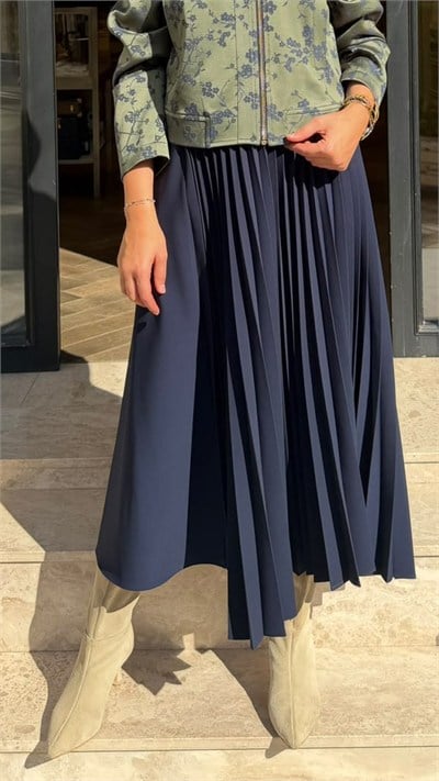 27FWETE0002 Calista Yarım Pilise Kadın Etek Lacivert