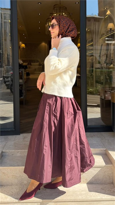 27FWETE0010 Nelli Kadın Etek Bordo