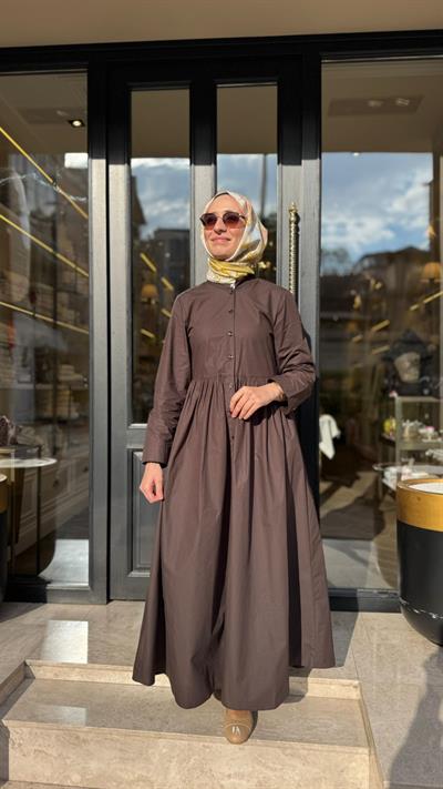 303898 Kemerli Kadın Elbise Kahve