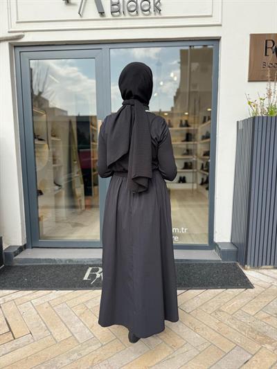 303907 Yaka Detay Kadın Elbise Lacivert