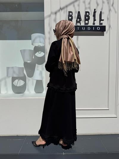38004 Dantel Detaylı Kadın Takım Siyah