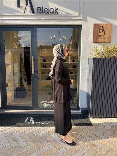 38008 Fermuar Detay Kadın Takım Siyah