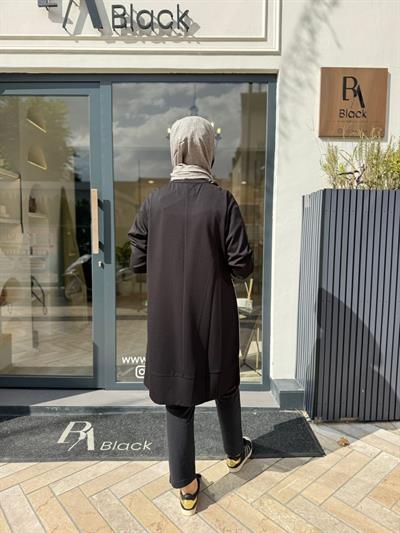 38020 Fermuar Detay Kadın Tunik Siyah