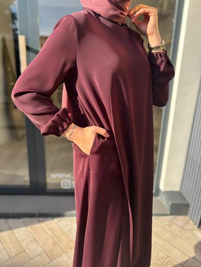 38028 Fermuar Detay Kadın Takım Bordo
