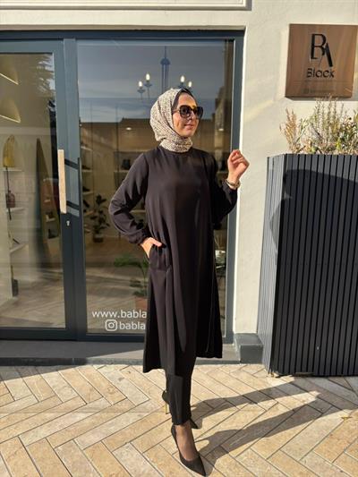 38028 Fermuar Detay Kadın Takım Siyah
