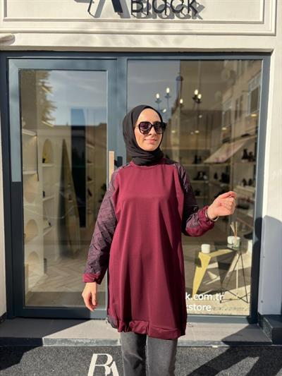 38040 Paraşüt Detay Kadın Tunik Bordo