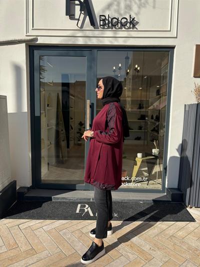 38040 Paraşüt Detay Kadın Tunik Bordo