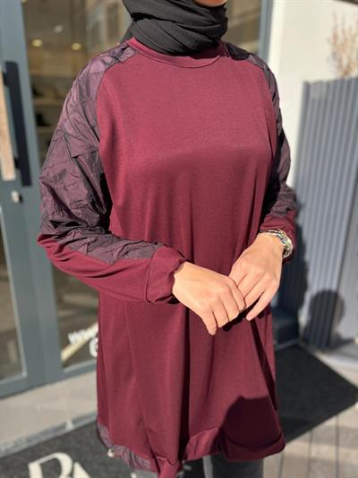 38040 Paraşüt Detay Kadın Tunik Bordo