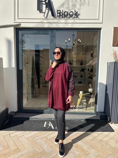 38040 Paraşüt Detay Kadın Tunik Bordo