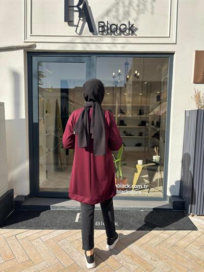 38040 Paraşüt Detay Kadın Tunik Bordo