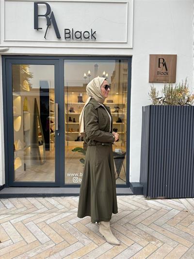 38208 Baklava Dikişli Kadın Takım Haki Yeşil