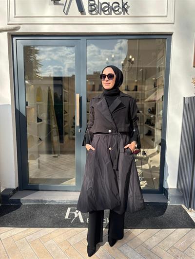 38403 Fermuar Detaylı Kadın Kap Siyah