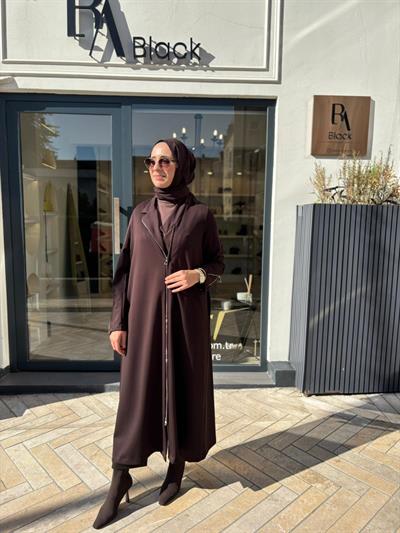 38404 Fermuar Detaylı Kap Kahve