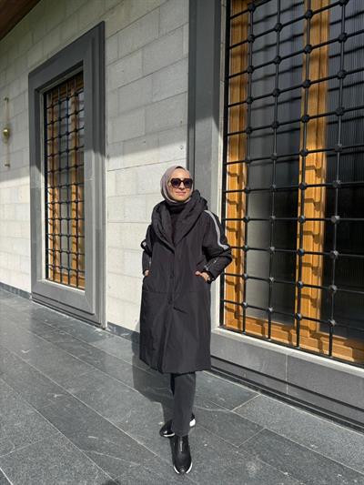 38501 Kadın Pardesü Siyah