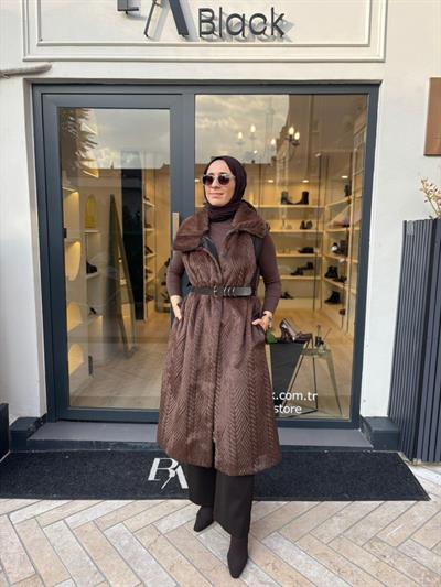 38700 Paraşüt Detay Kadın Yelek Kahve