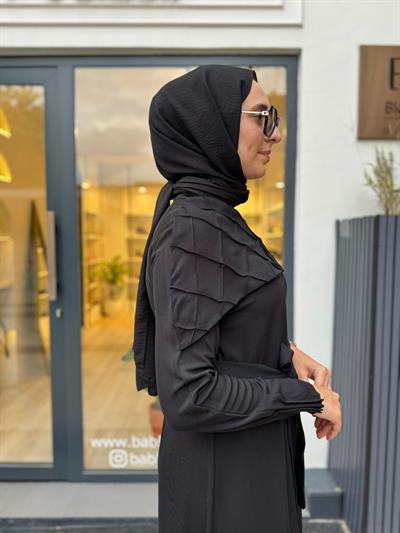 38816 Pelerin Detay Kadın Elbise Siyah