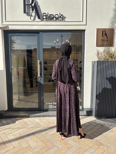 38829 Desenli Kadın Elbise Bordo