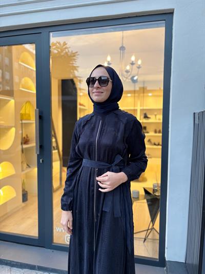 38835 Fermuar Detay Kadın Elbise Lacivert
