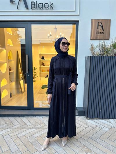 38835 Fermuar Detay Kadın Elbise Lacivert