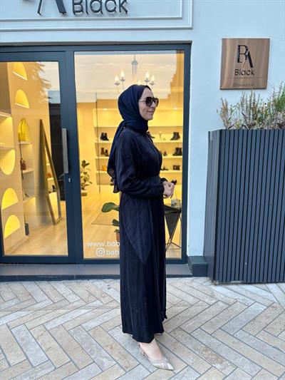 38835 Fermuar Detay Kadın Elbise Lacivert