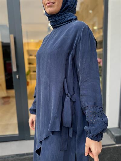 39003 Paça Detaylı Kadın Takım Indigo
