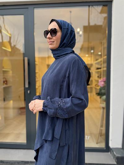 39003 Paça Detaylı Kadın Takım Indigo
