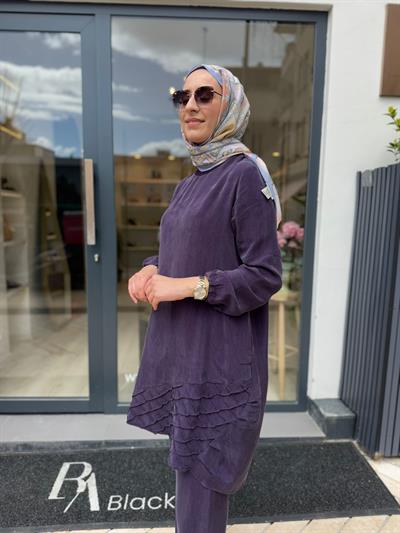 39018 Detaylı Kadın Takım Mor