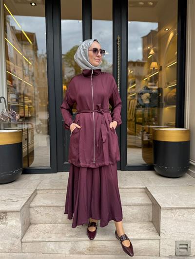 39203 Fermuarlı Kadın Takım Bordo