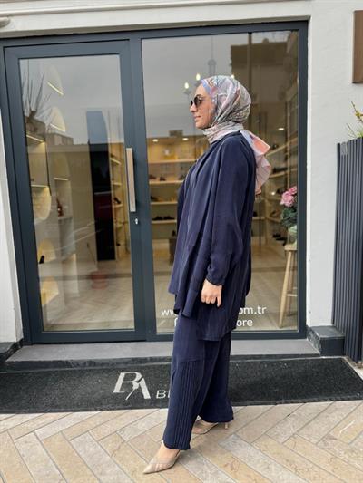 39208 Desenli Kadın Takım Lacivert
