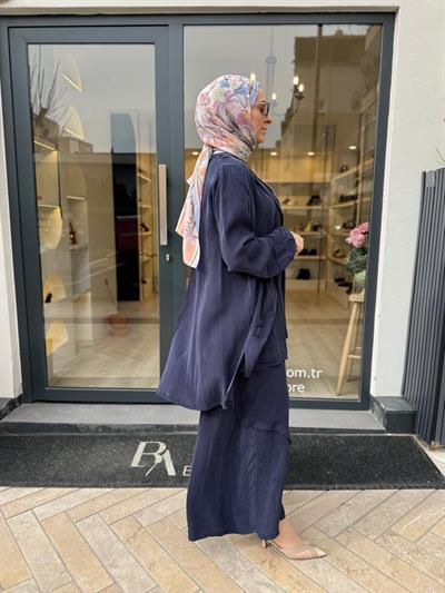 39208 Desenli Kadın Takım Lacivert