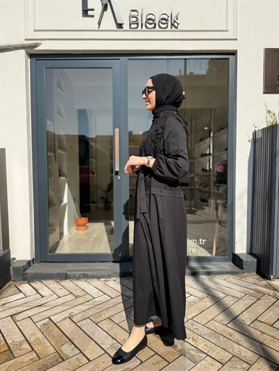39803 Güpür Detay Kadın Elbise Siyah