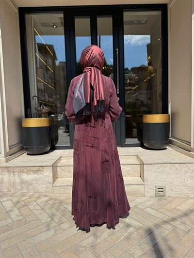 39804 Parça Detay Kadın Elbise Bordo