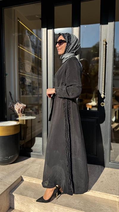 39833 Kuşaklı Kadın Elbise Siyah