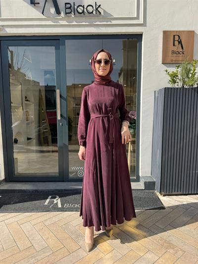 39842 Bağlamalı Kadın Elbise Bordo