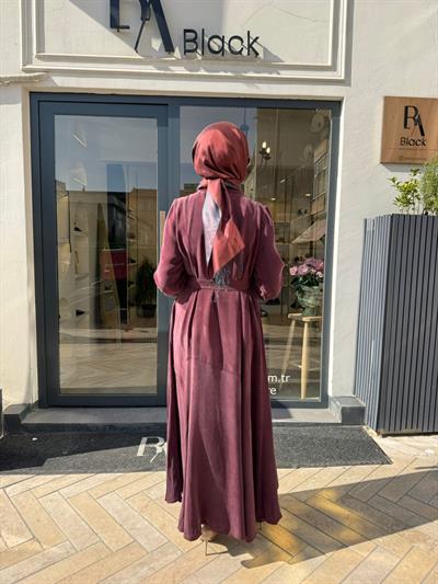 39842 Bağlamalı Kadın Elbise Bordo