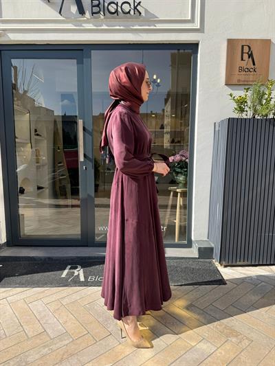 39842 Bağlamalı Kadın Elbise Bordo