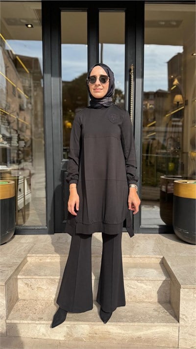 40021 Bisiklet Yaka Kadın Tunik Siyah