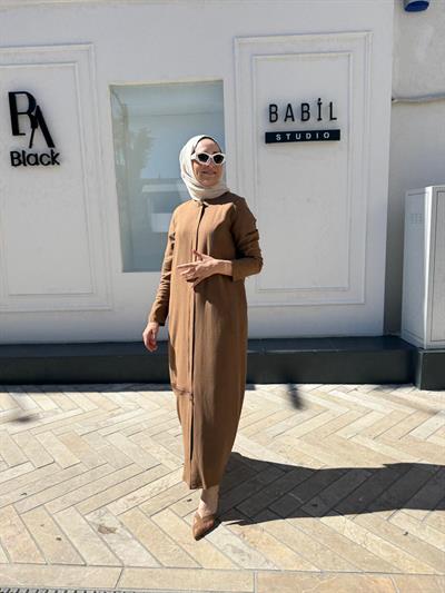 404948 Fermuarlı Kadın Kap Bej